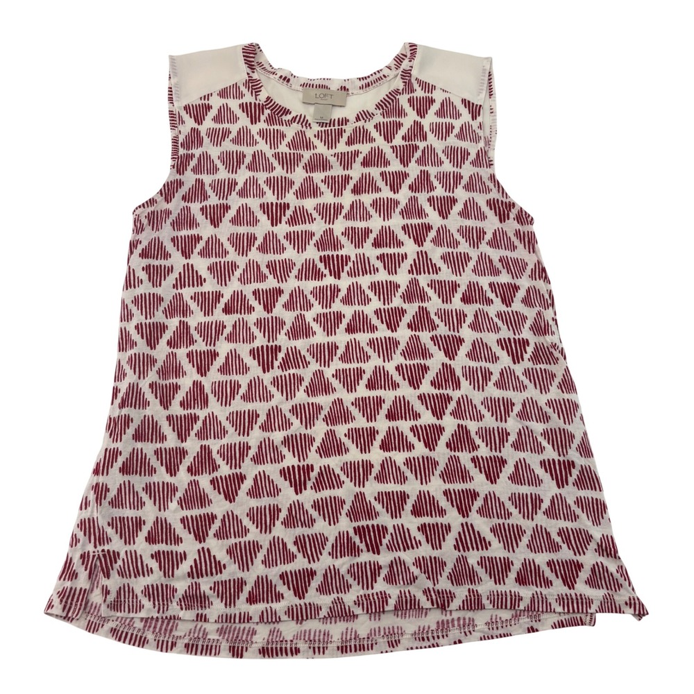 Loft Outlet Womens Medium Red White Geometric Triangle Print Sleeveless Shell